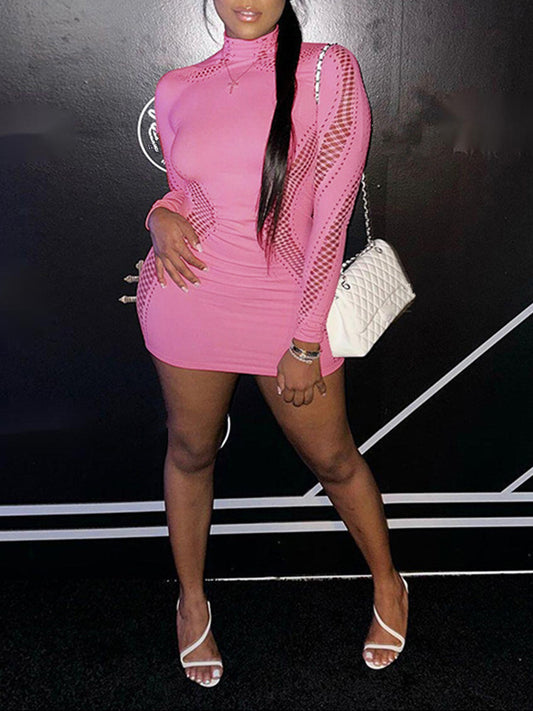 Joskaa Ribbed Knit Long Sleeve Bodycon Mini Dress - mini dress image 1