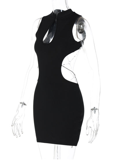 Joskaa Backless Bodycon Dress Black Playsuits Hollow - bodycon dress image 4