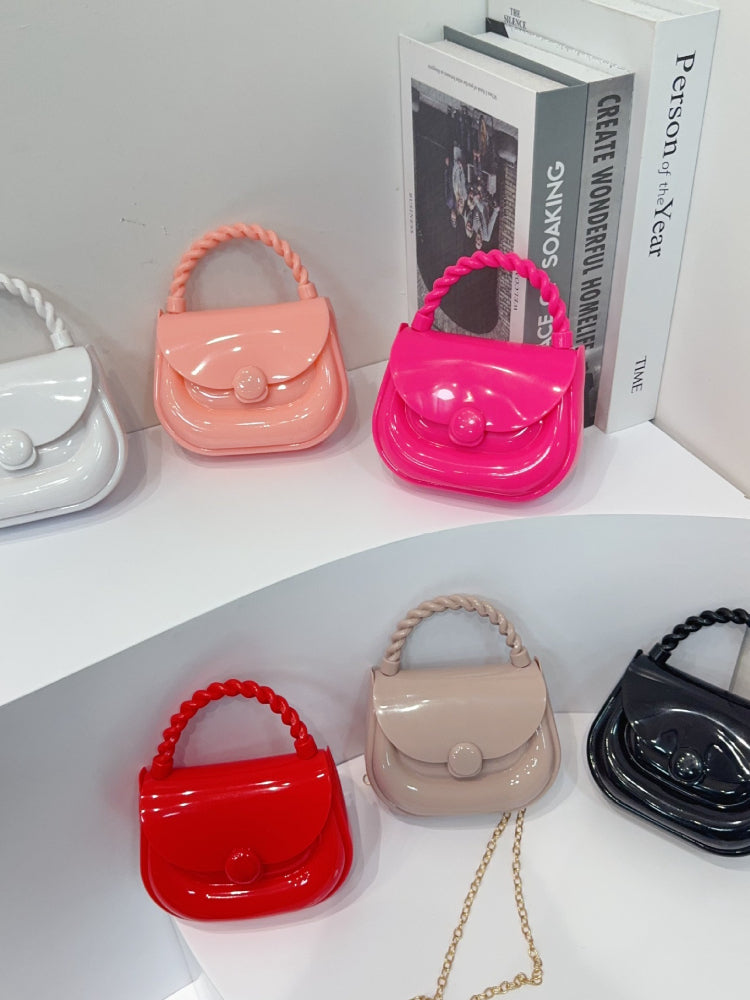 Women's Candy Color Jelly Mini Square Bag - Front View