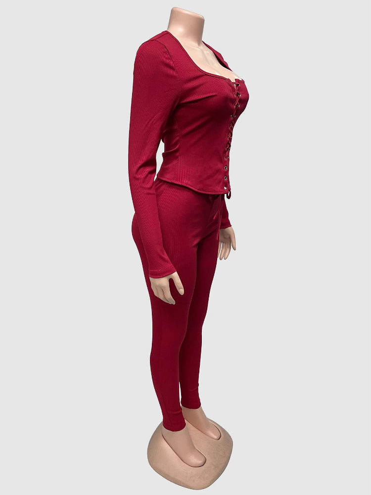 Joskaa Lace Long Sleeve Two Piece Set - two piece set image 3