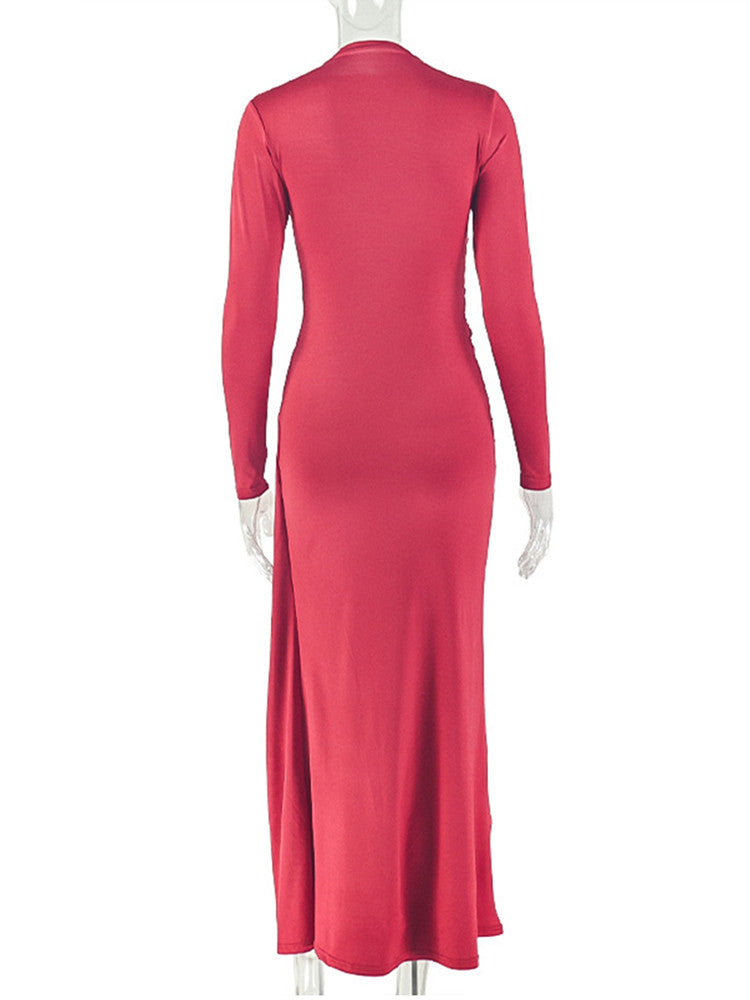 Joskaa Ruched Long Sleeve Bodycon Maxi Dress - maxi dress image 4
