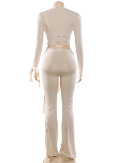 Joskaa Long Sleeve Crop Flare Two Piece Set - two piece set image 4