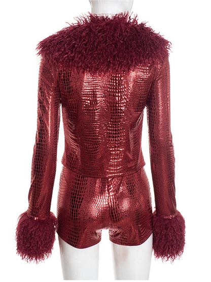 Joskaa Snake Print Long Sleeve Crop Two Piece Set - two piece set image 4