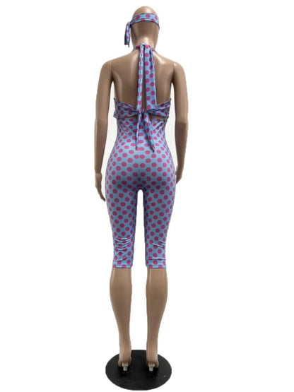 Joskaa Polka Dot Backless Halter Sleeveless Romper - romper image 3