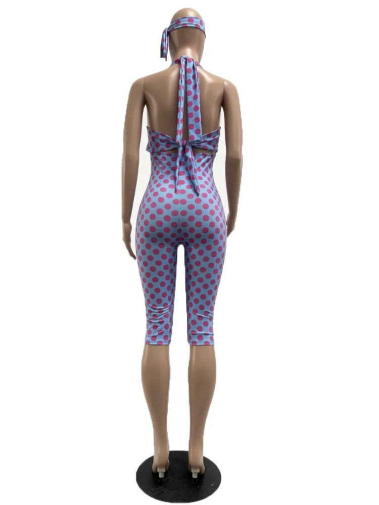 Joskaa Polka Dot Backless Halter Sleeveless Romper - romper image 3