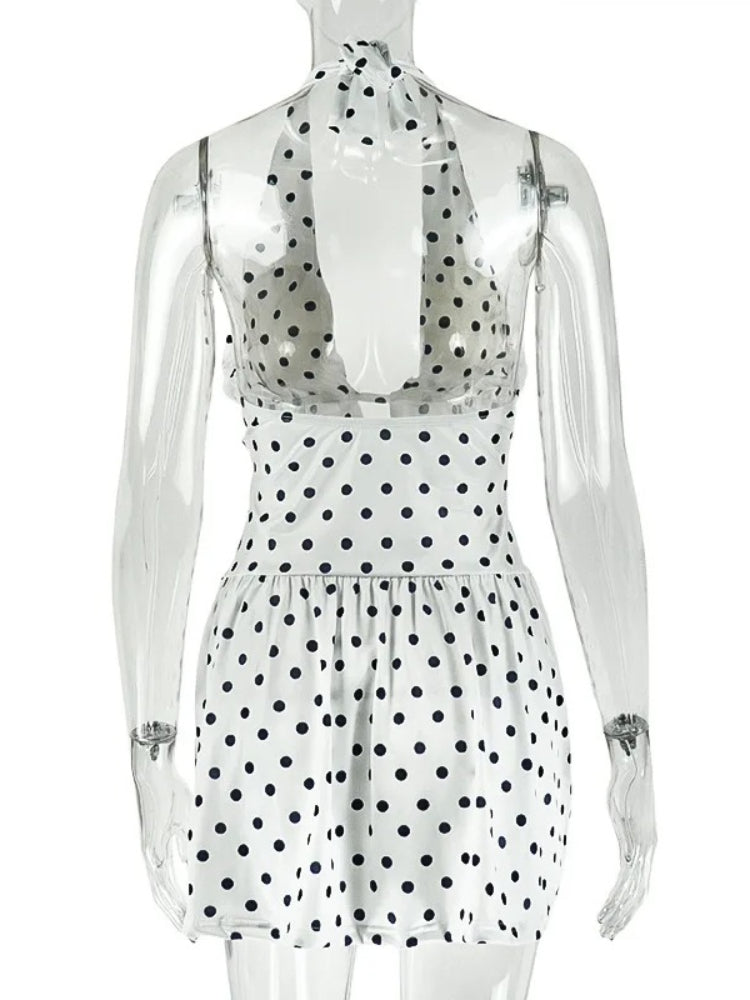 Joskaa Polka Dot Backless Halter Sleeveless Mini Dress - mini dress image 4