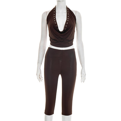 Joskaa Backless Two Piece Set Sporty Metal Hollow - two piece set image 6