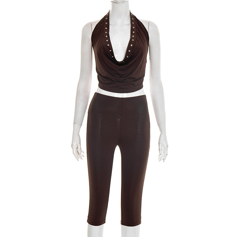 Joskaa Backless Two Piece Set Sporty Metal Hollow - two piece set image 6