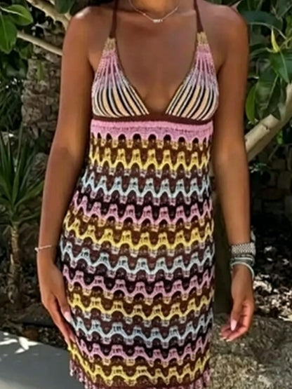 Joskaa Stripe Ribbed Knit Sleeveless Bodycon Mini Dress - mini dress image 1