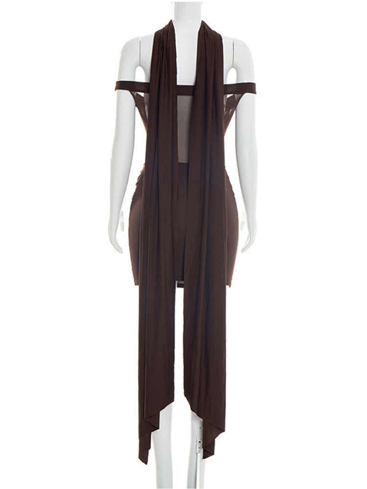 Joskaa Mesh Ruched Backless Bodycon Mini Dress - mini dress image 4