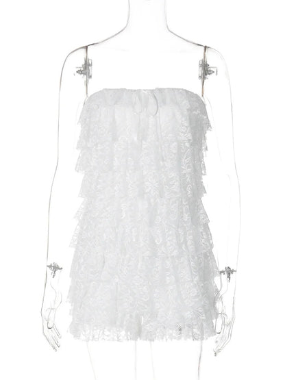 Joskaa Lace Backless Strapless Bodycon Romper - romper image 3