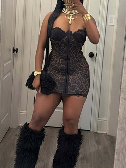 Joskaa Leopard Print Strapless Bodycon Dress - bodycon dress image 1