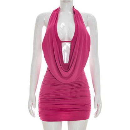 Joskaa Ruched Backless Halter Sleeveless Mini Dress - mini dress image 7