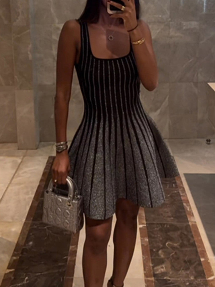 Joskaa Stripe Ribbed Knit Bodycon Flare Mini Dress - mini dress image 1