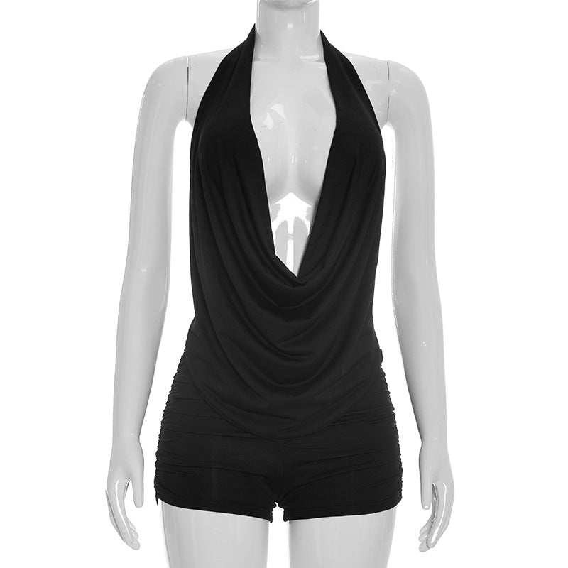 Joskaa Ruched Backless Halter Crop Two Piece Set - two piece set image 7