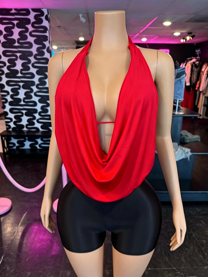 Joskaa Satin Halter Sleeveless Crop Two Piece Set - two piece set image 1