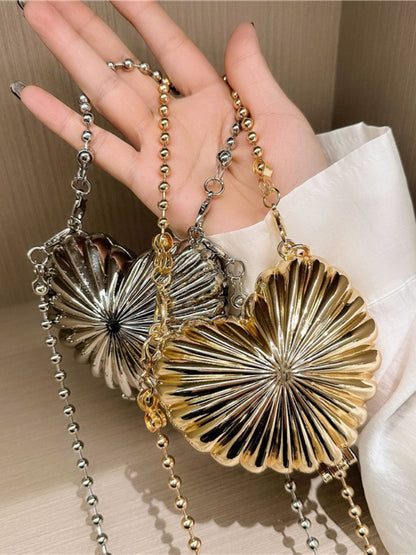 Women's Heart-Shaped Metal Mini Crossbody Bag - Detail View 1