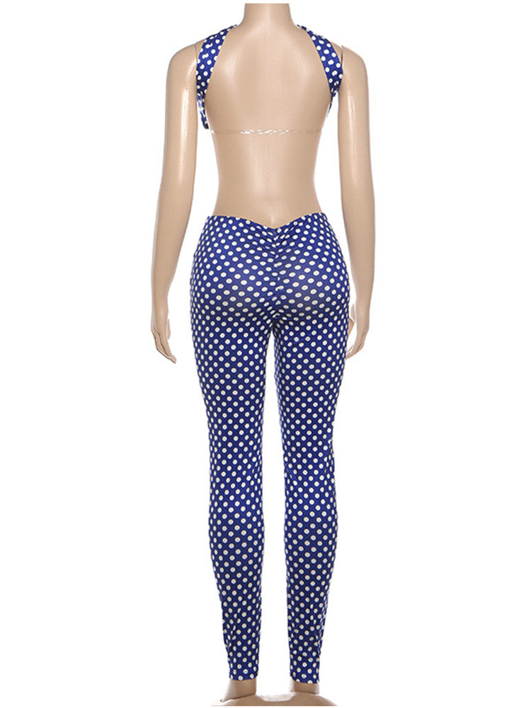 Joskaa Polka Dot Backless Halter Two Piece Set - two piece set image 4