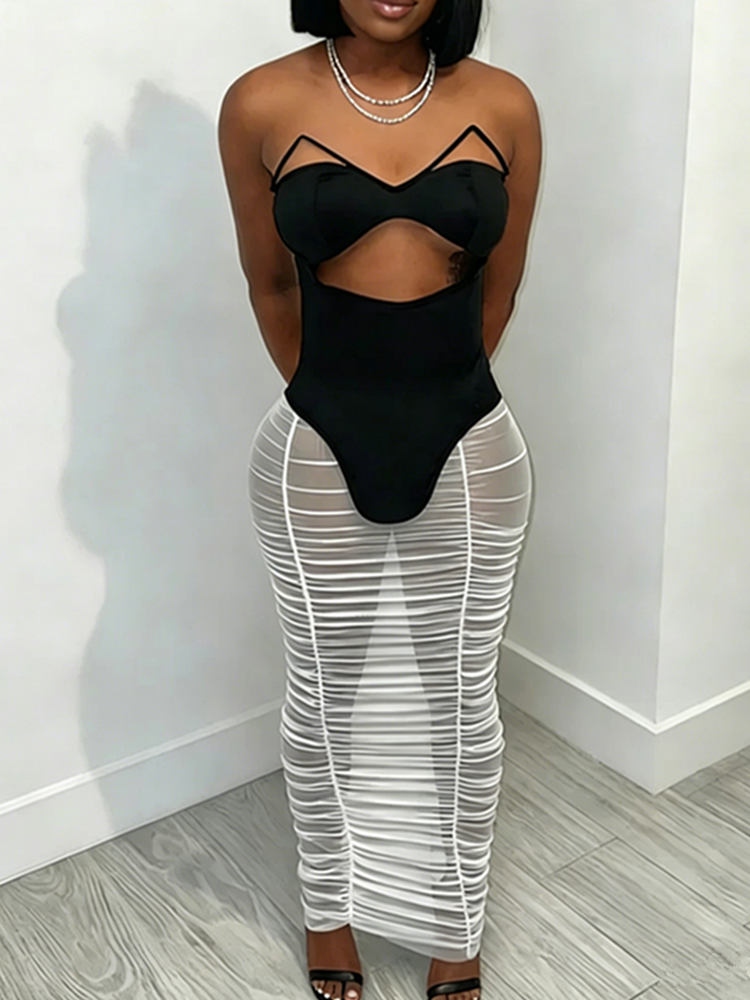 Joskaa Mesh Two Piece Set Beach Smumer Hollow - two piece set image 1