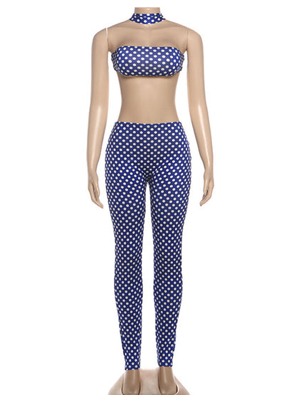 Joskaa Polka Dot Backless Halter Two Piece Set - two piece set image 2