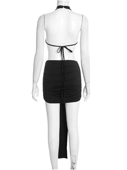 Joskaa Ruched Backless Halter Bodycon Mini Dress - mini dress image 4