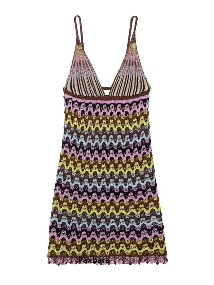 Joskaa Stripe Ribbed Knit Sleeveless Bodycon Mini Dress - mini dress image 2