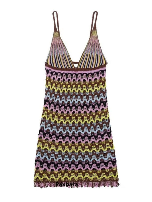Joskaa Stripe Ribbed Knit Sleeveless Bodycon Mini Dress - mini dress image 2