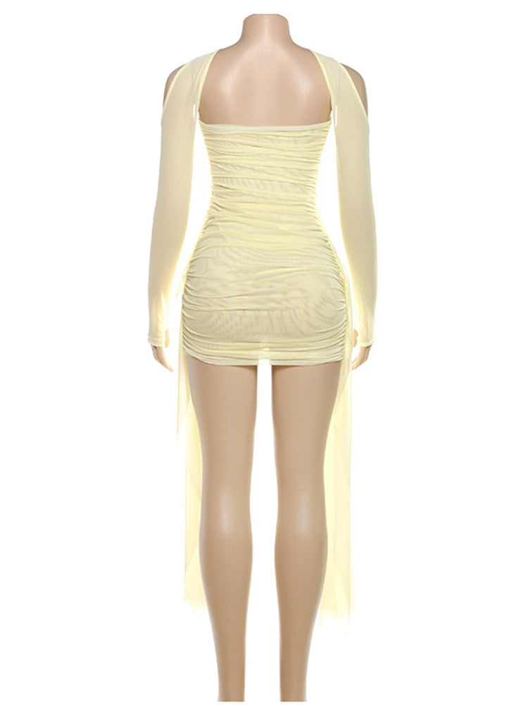 Joskaa Mesh Ruched Strapless Mini Two Piece Set - two piece set image 4