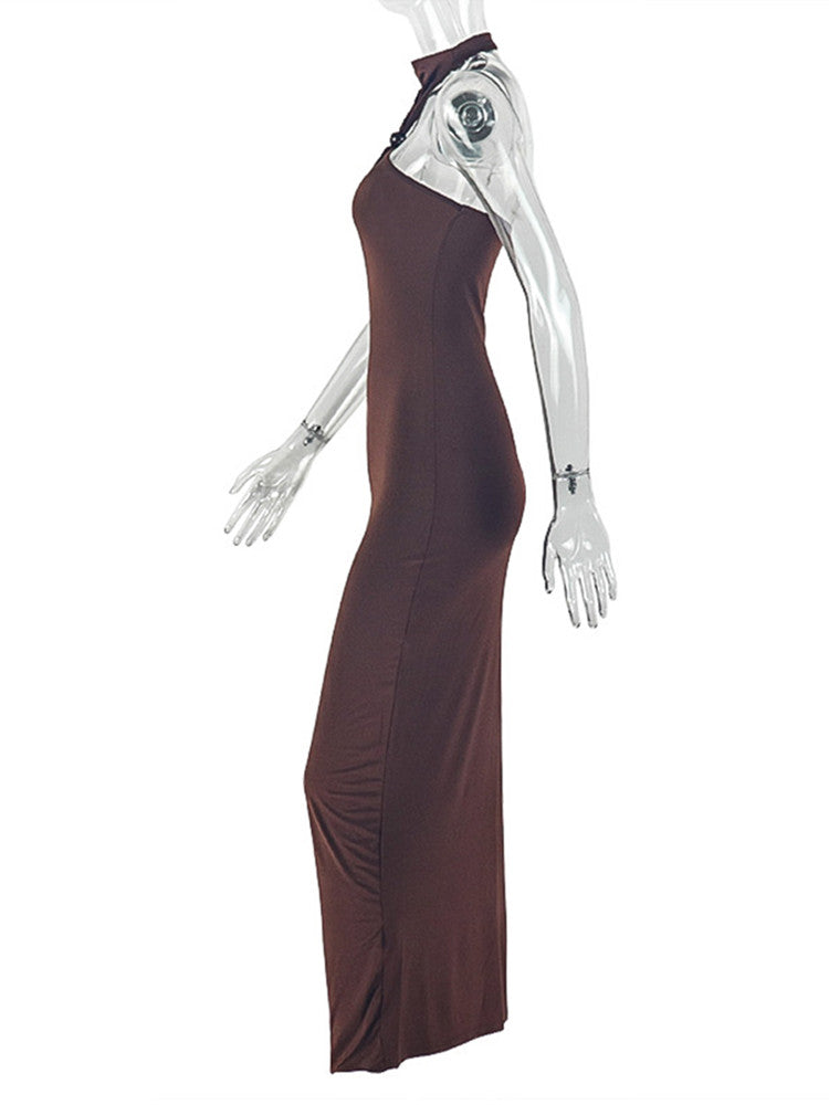 Joskaa Backless Halter Sleeveless Bodycon Maxi Dress - maxi dress image 3