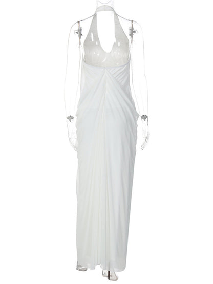 Joskaa Mesh Backless Halter Sleeveless Maxi Dress - maxi dress image 4