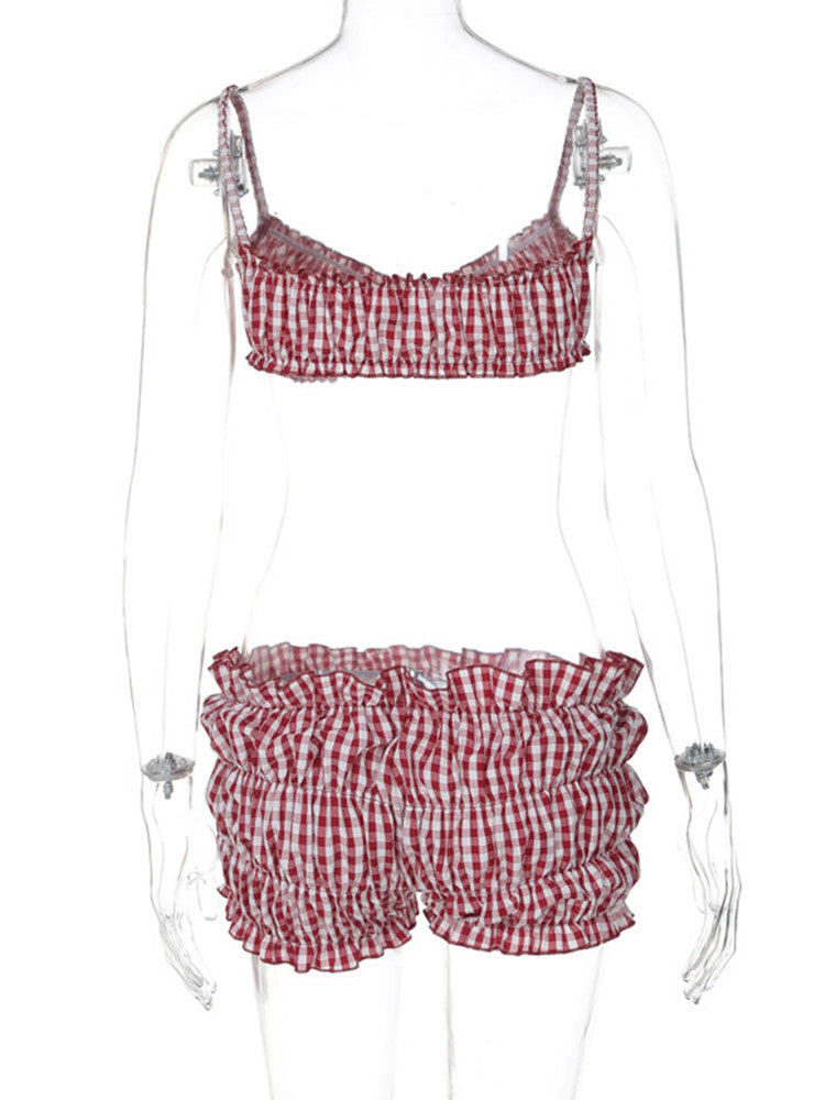 Joskaa Plaid Swimwear Print Red Piece - swimwear image 4
