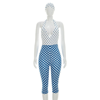 Joskaa Polka Dot Backless Halter Bodycon Romper - romper image 6