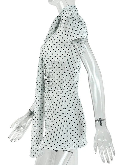 Joskaa Polka Dot Short Sleeve Crop Mini Two Piece Set - two piece set image 3