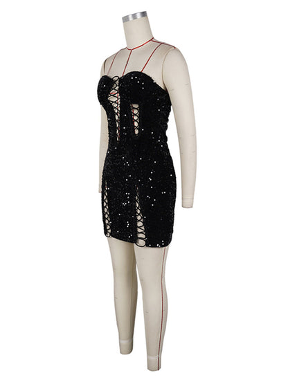 Joskaa Sequin Backless Strapless Zip Up Bodycon Dress - bodycon dress image 3
