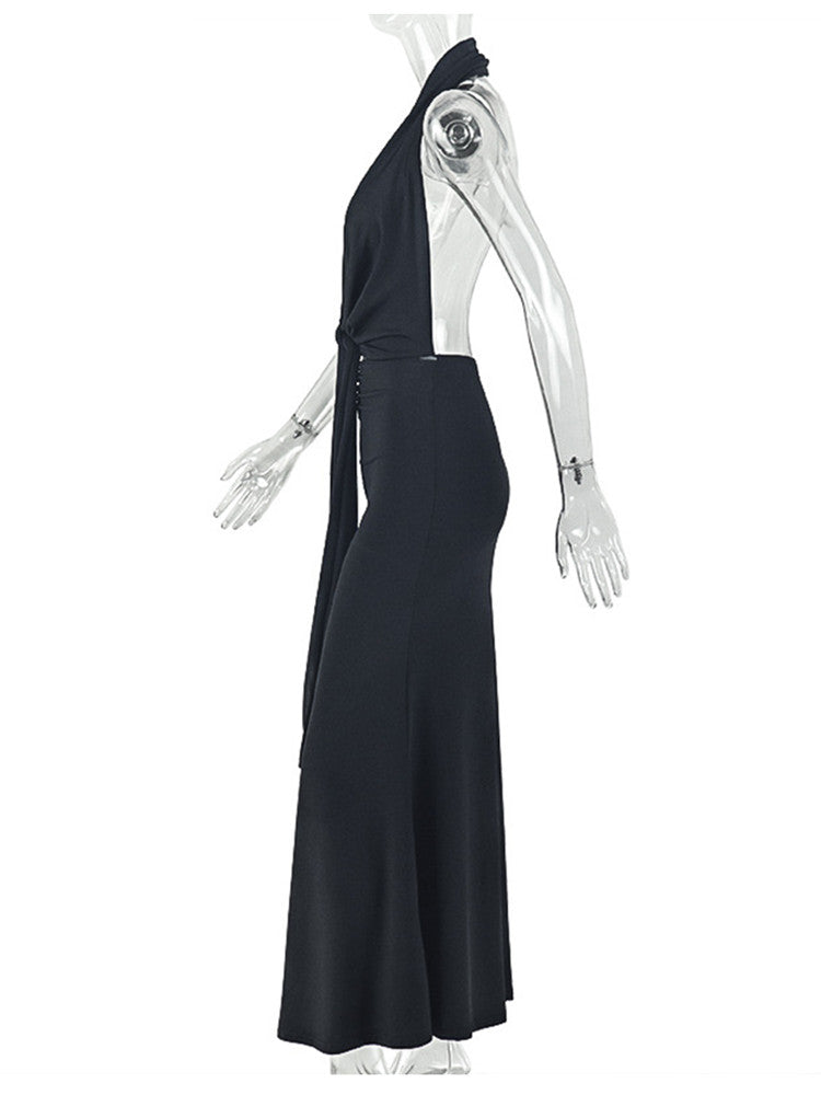 Joskaa Ruched Backless Halter Bodycon Dress - bodycon dress image 3