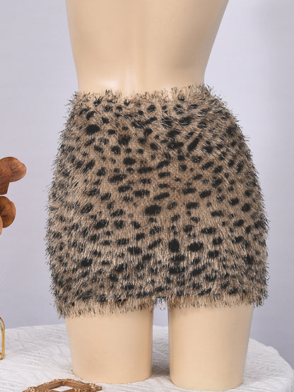 Joskaa Leopard Print Mini Skirt Fall Tassel Elastic - skirt image 4
