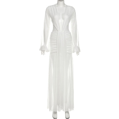 Joskaa Mesh Long Sleeve Bodycon Maxi Dress - maxi dress image 5