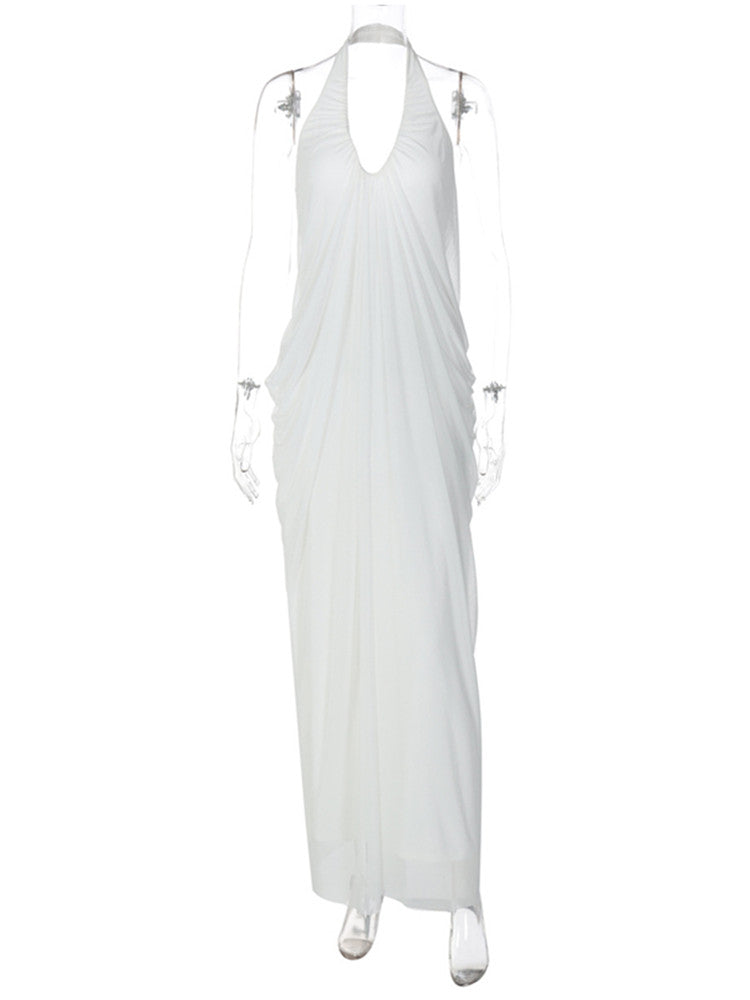 Joskaa Mesh Backless Halter Sleeveless Maxi Dress - maxi dress image 2