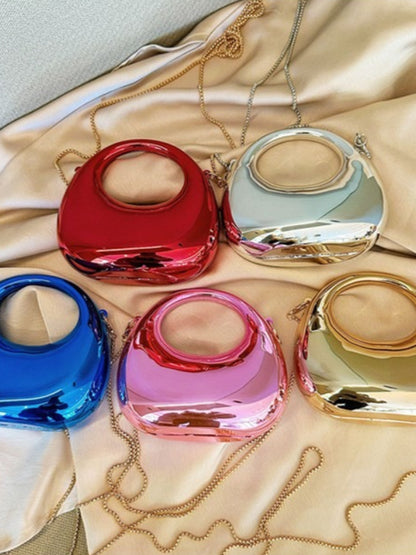 Women's Crescent Acrylic Mini Chain Bag - Front View
