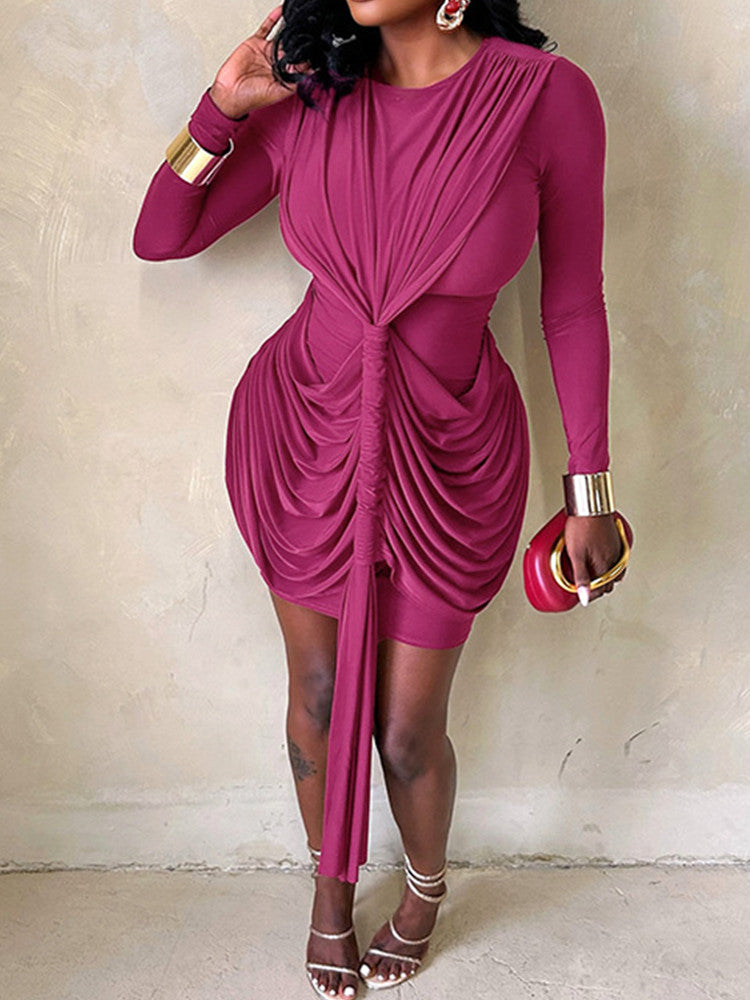 Joskaa Ruched Long Sleeve Bodycon Mini Dress - mini dress image 1