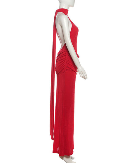 Joskaa Lace Ruched Backless Halter Bodycon Dress - bodycon dress image 3