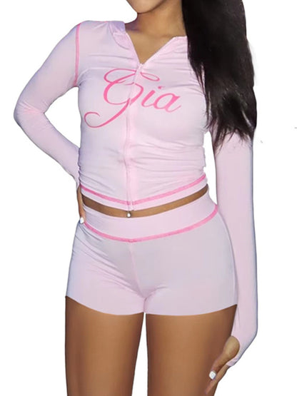 Joskaa Polka Dot Long Sleeve Crop Bodycon Two Piece Set - two piece set image 14