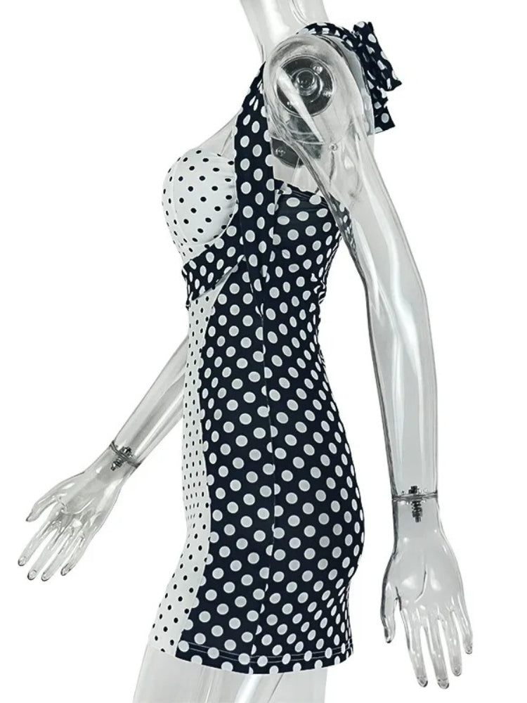 Joskaa Polka Dot Lace Backless Halter Mini Dress - mini dress image 3