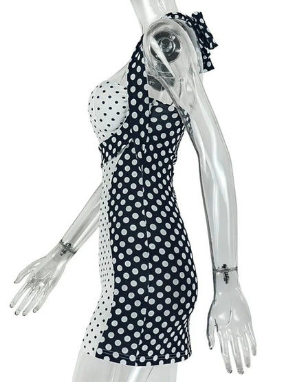 Joskaa Polka Dot Lace Backless Halter Mini Dress - mini dress image 3