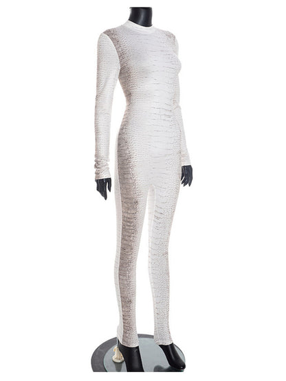Joskaa Snake Print Zip Up Long Sleeve Bodycon Romper - romper image 3