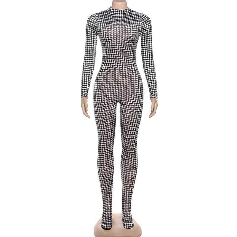 Joskaa Long Sleeve Bodycon Romper Foot Hipster Printed - romper image 5