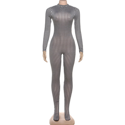 Joskaa Long Sleeve Bodycon Romper Foot Hipster Printed - romper image 5