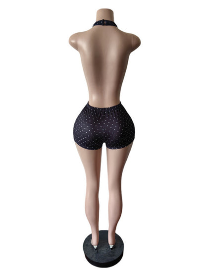 Joskaa Polka Dot Backless Halter Sleeveless Romper - romper image 4