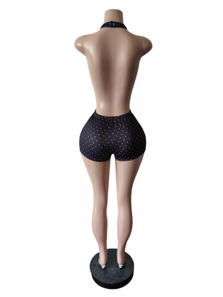 Joskaa Polka Dot Backless Halter Sleeveless Romper - romper image 4