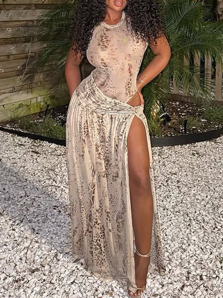 Joskaa Ruched Sleeveless Maxi Two Piece Set - two piece set image 1